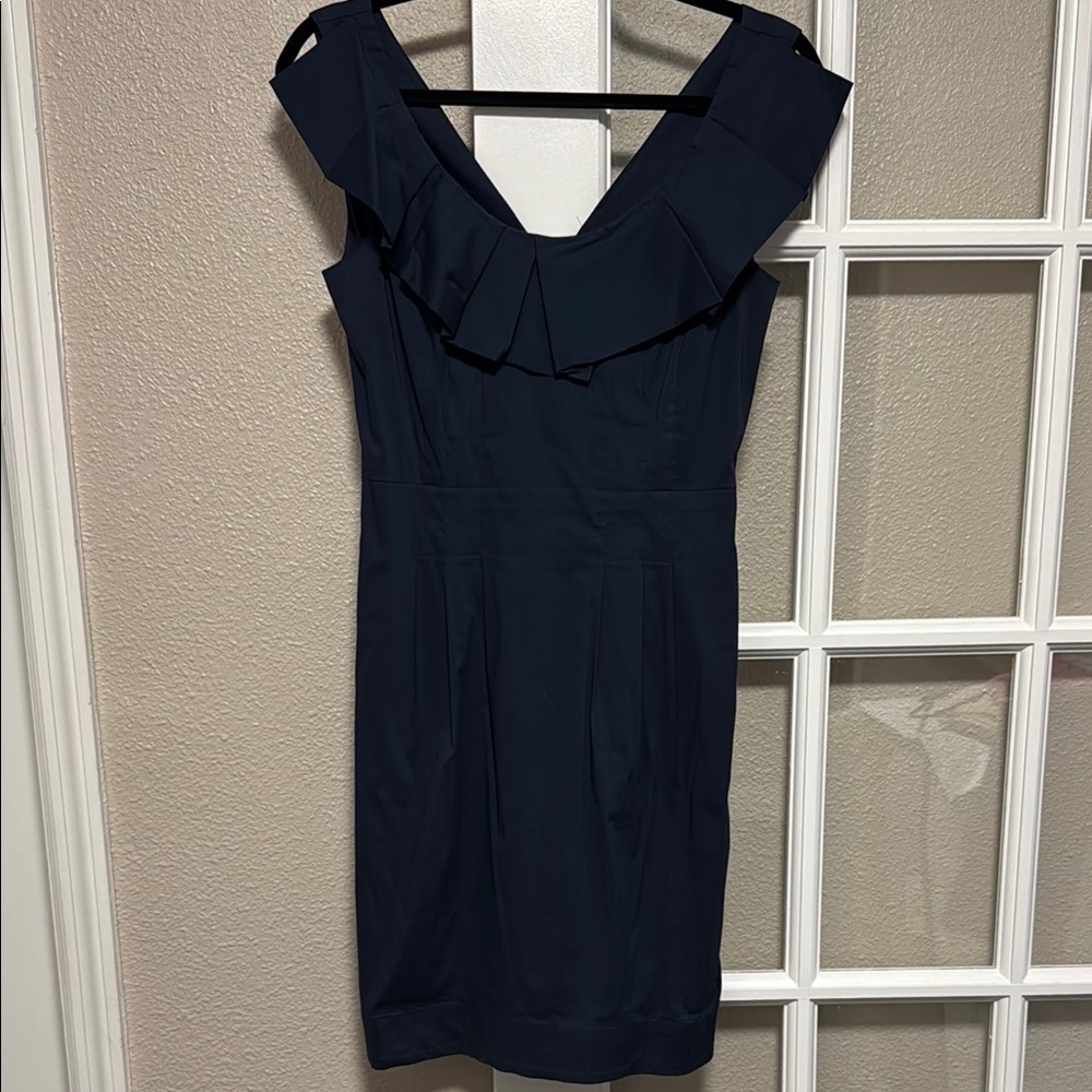 BCBGMaxAzria Blue Sheath Mini Dress V-Neck Sleeveless Cocktail